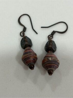 Handcrafted Multicolor Paper Bead Drop Earrings